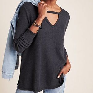 Anthropologie t.la Nadia Waffle Cutout Tunic Charcoal